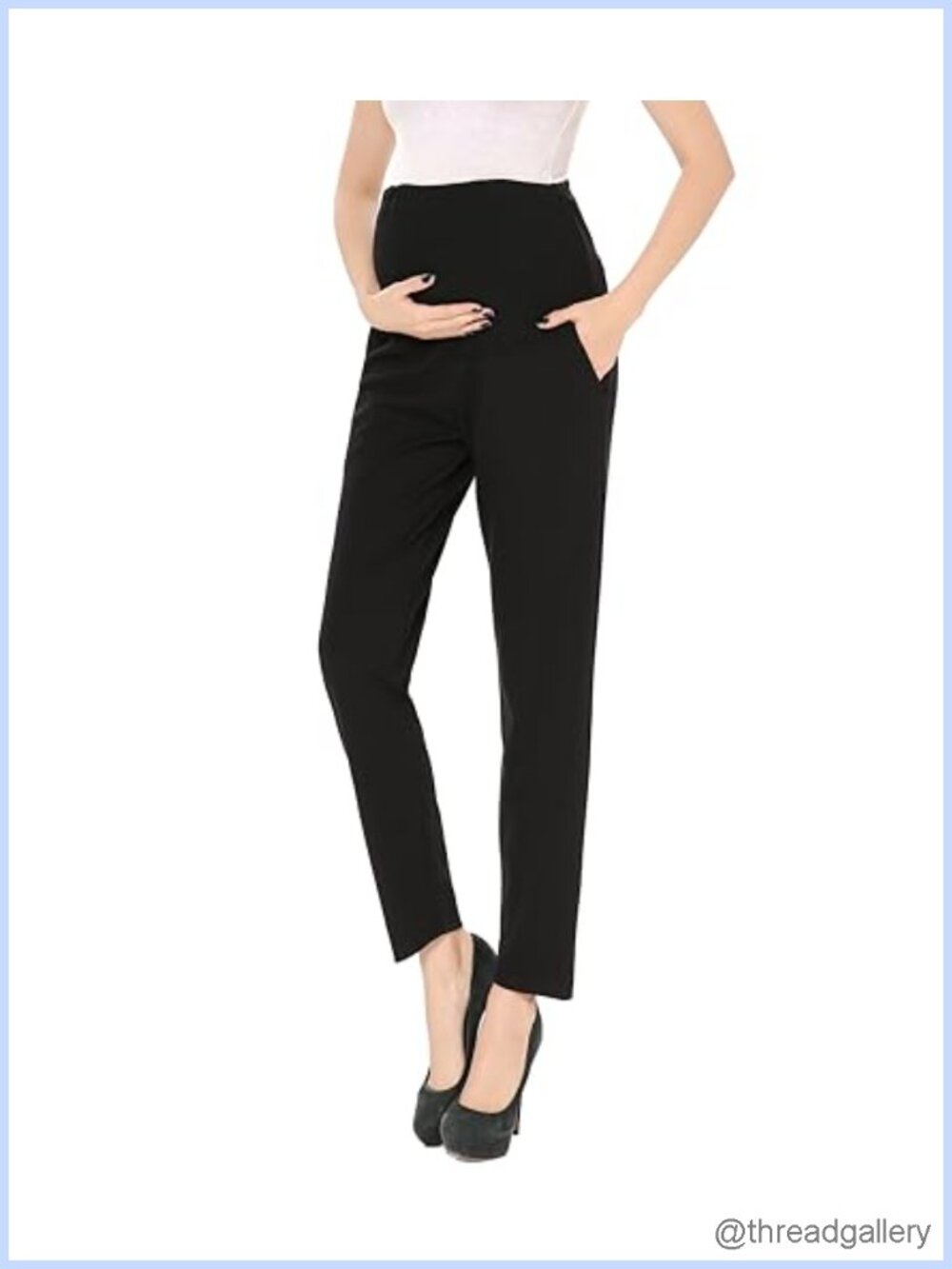 Maternity Work Pants Over The Belly Pockets Stretch Dress Trousers